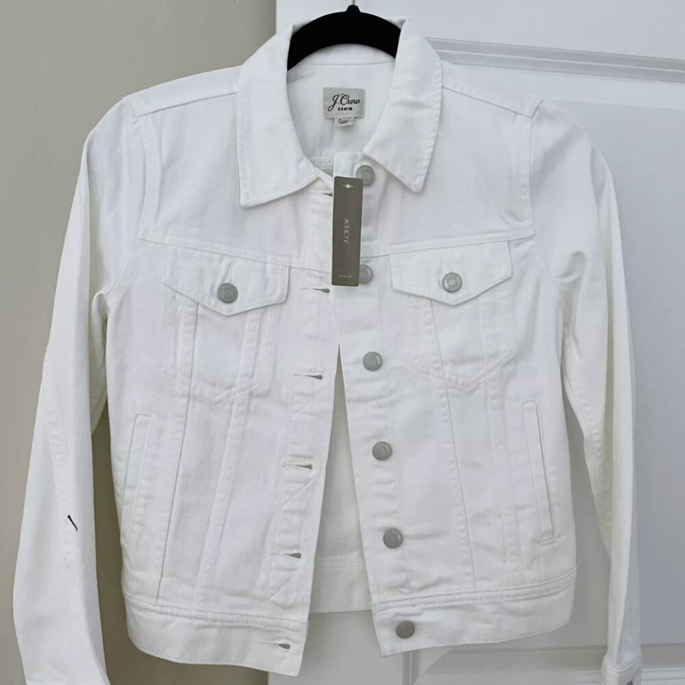NWT J.Crew Women's White Denim Jacket White Size XS Summer